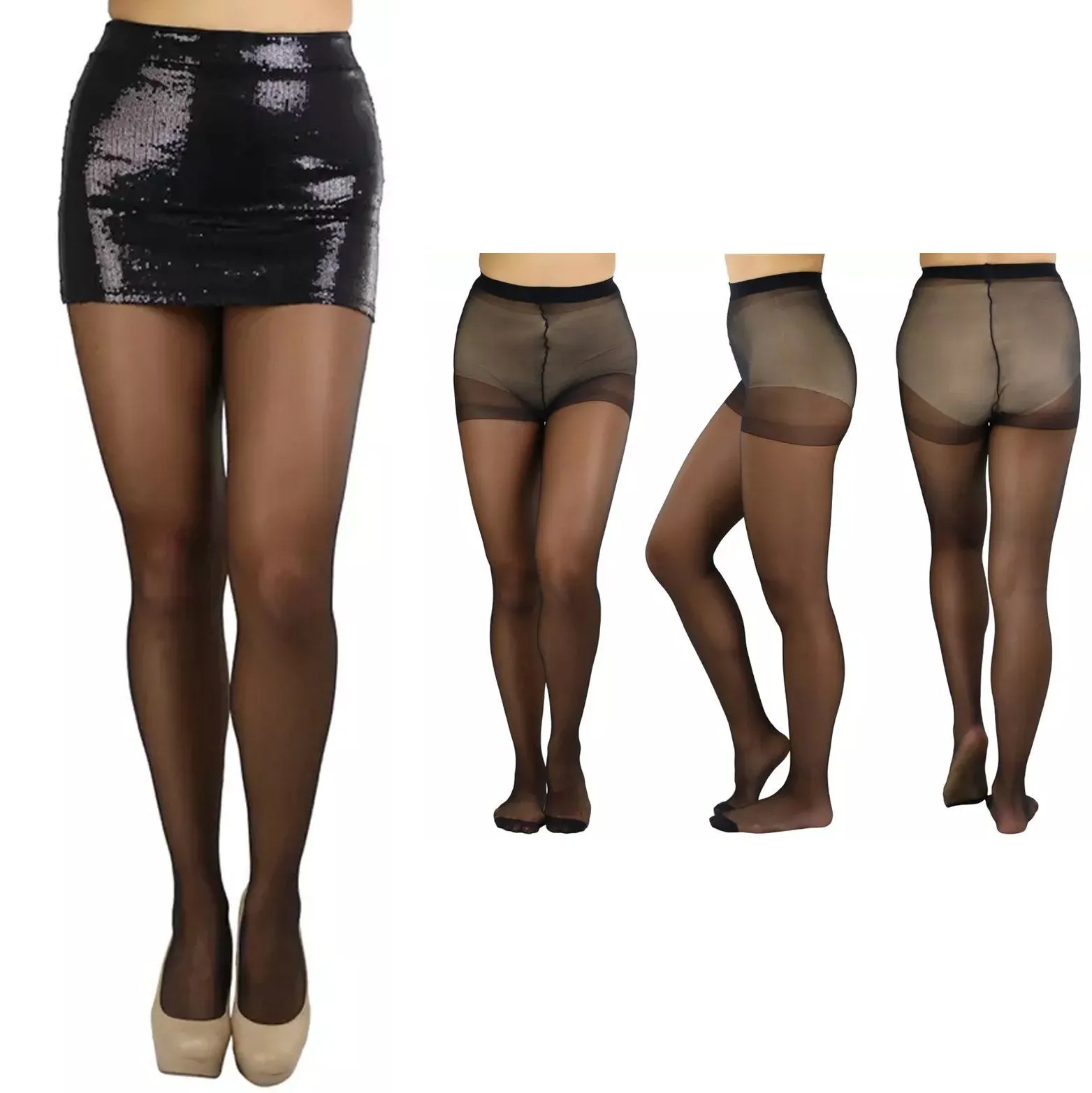 6-Pack: Women's Assorted Sheer Support Toe Pantyhose