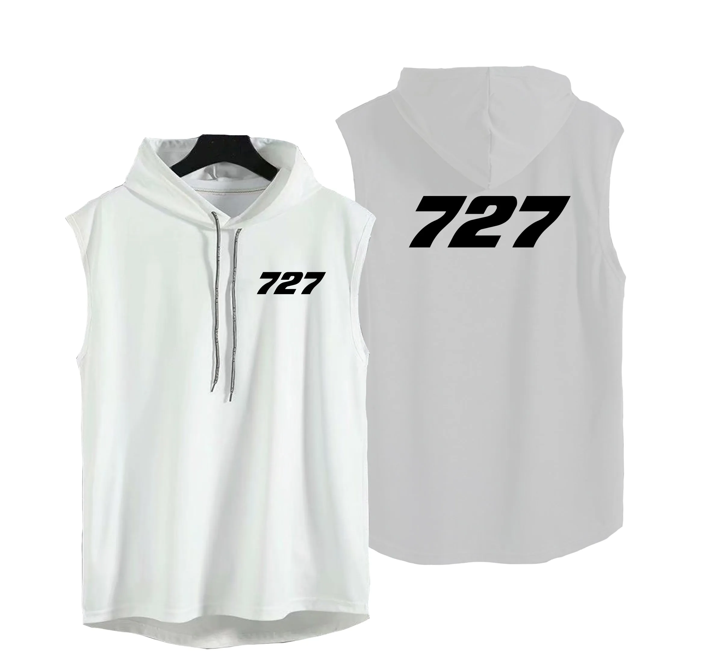 727 Flat Text Designed Hooded Tank Tops