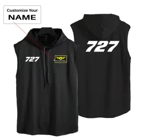 727 Flat Text Designed Hooded Tank Tops