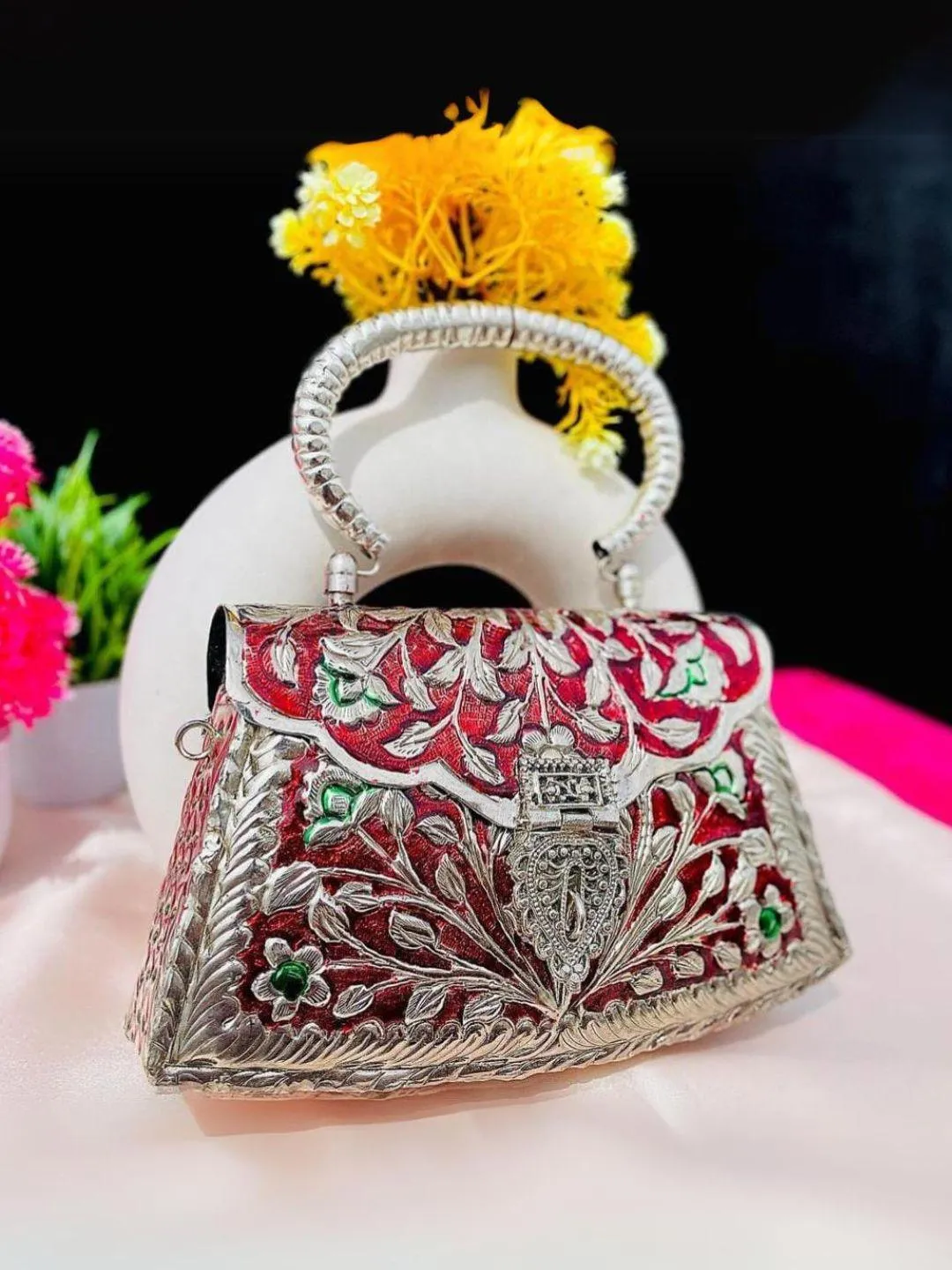 Antique Hand Carved High Quality German Silver Clutch