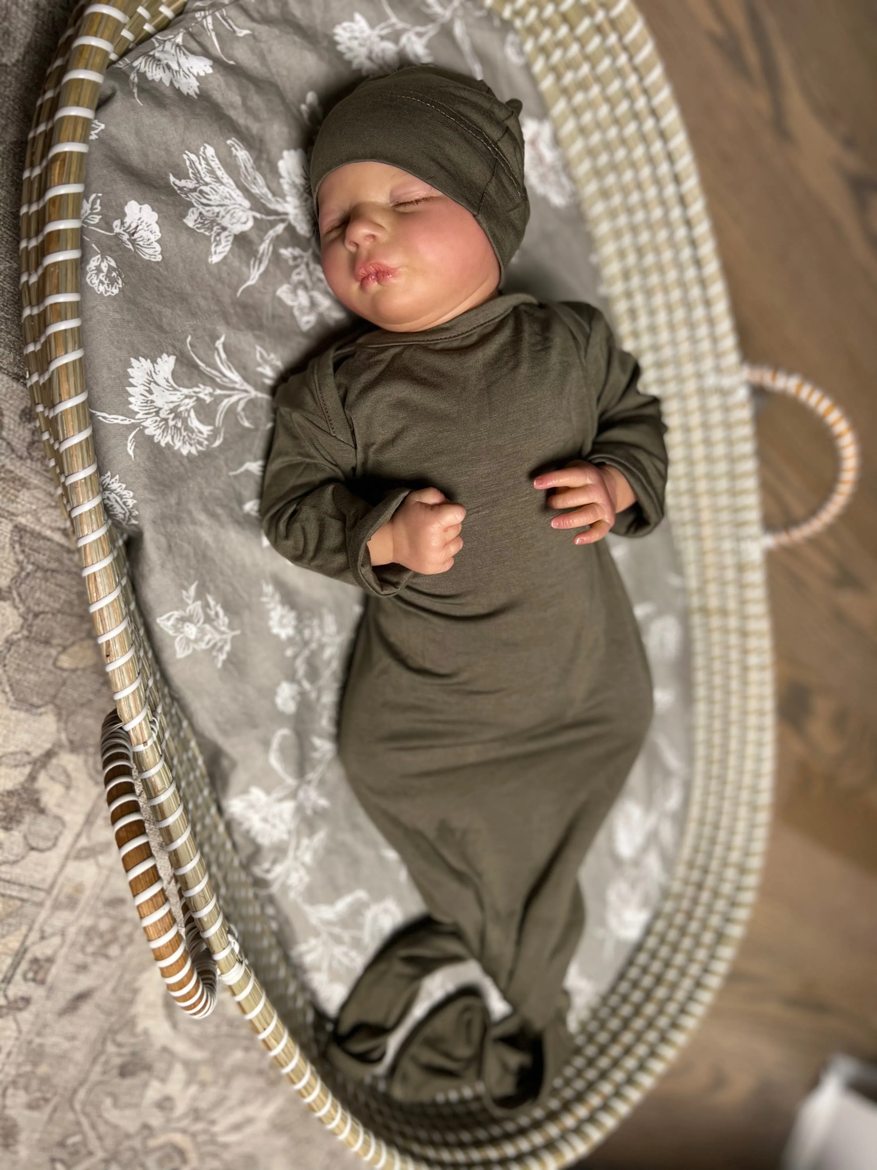 Baby Knot Gown  Set: Sage