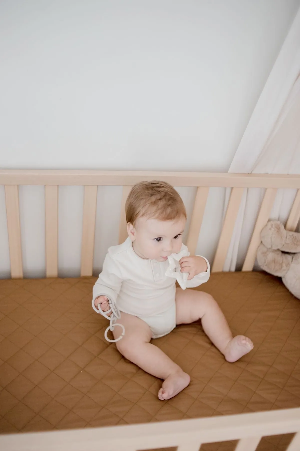 Bambella Designs 2-in-1 Waterproof Cot Sheet & Mattress Protector | Chestnut