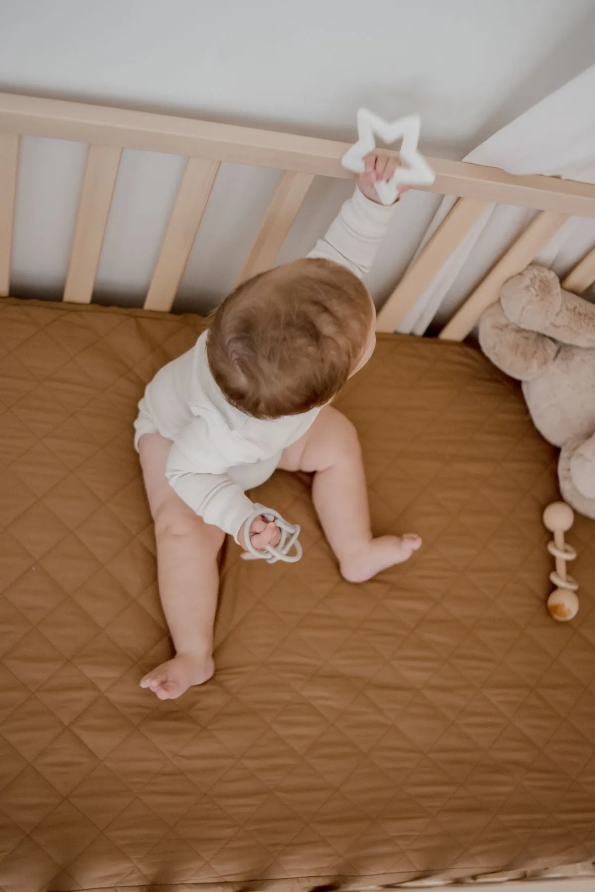 Bambella Designs 2-in-1 Waterproof Cot Sheet & Mattress Protector | Chestnut
