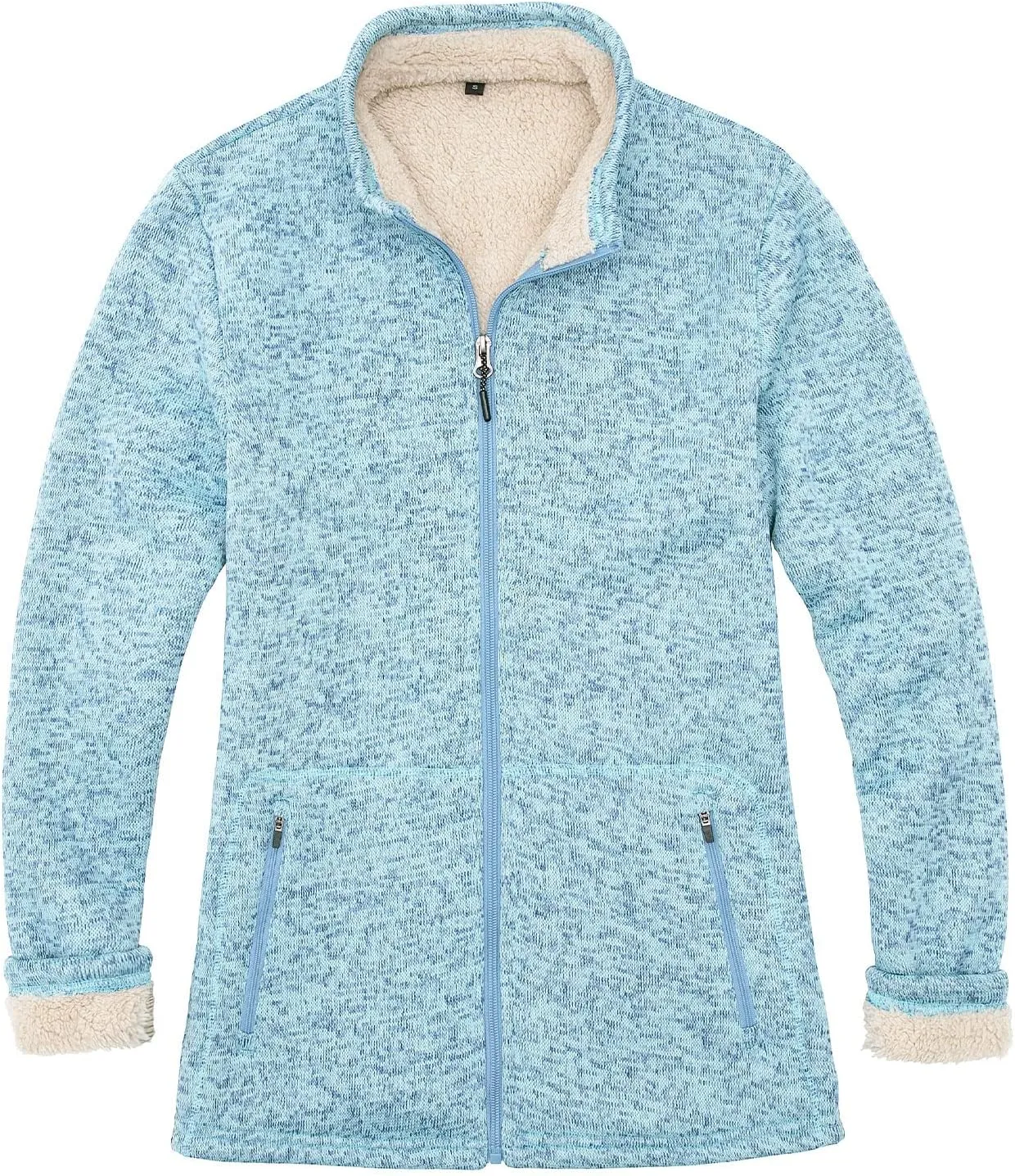 Bonnorth Women's Full Zip Sweater Fleece Jacket,Sherpa Lined Windproof Jacket with Zip Pocket