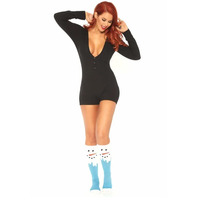 Brushed Rib Romper - Small/ Medium - Black
