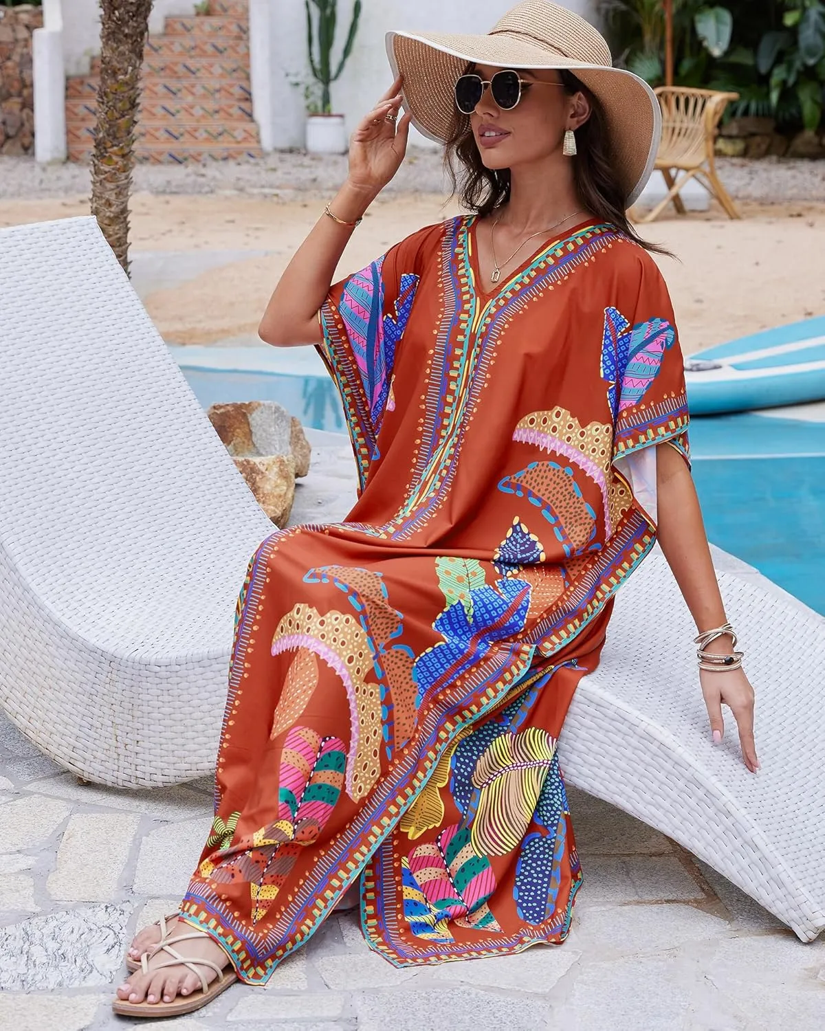 Bsubseach Kaftan Cover Ups for Swimwear Women Plus Size Caftan Dress Beach Coverup Summer Loungewear
