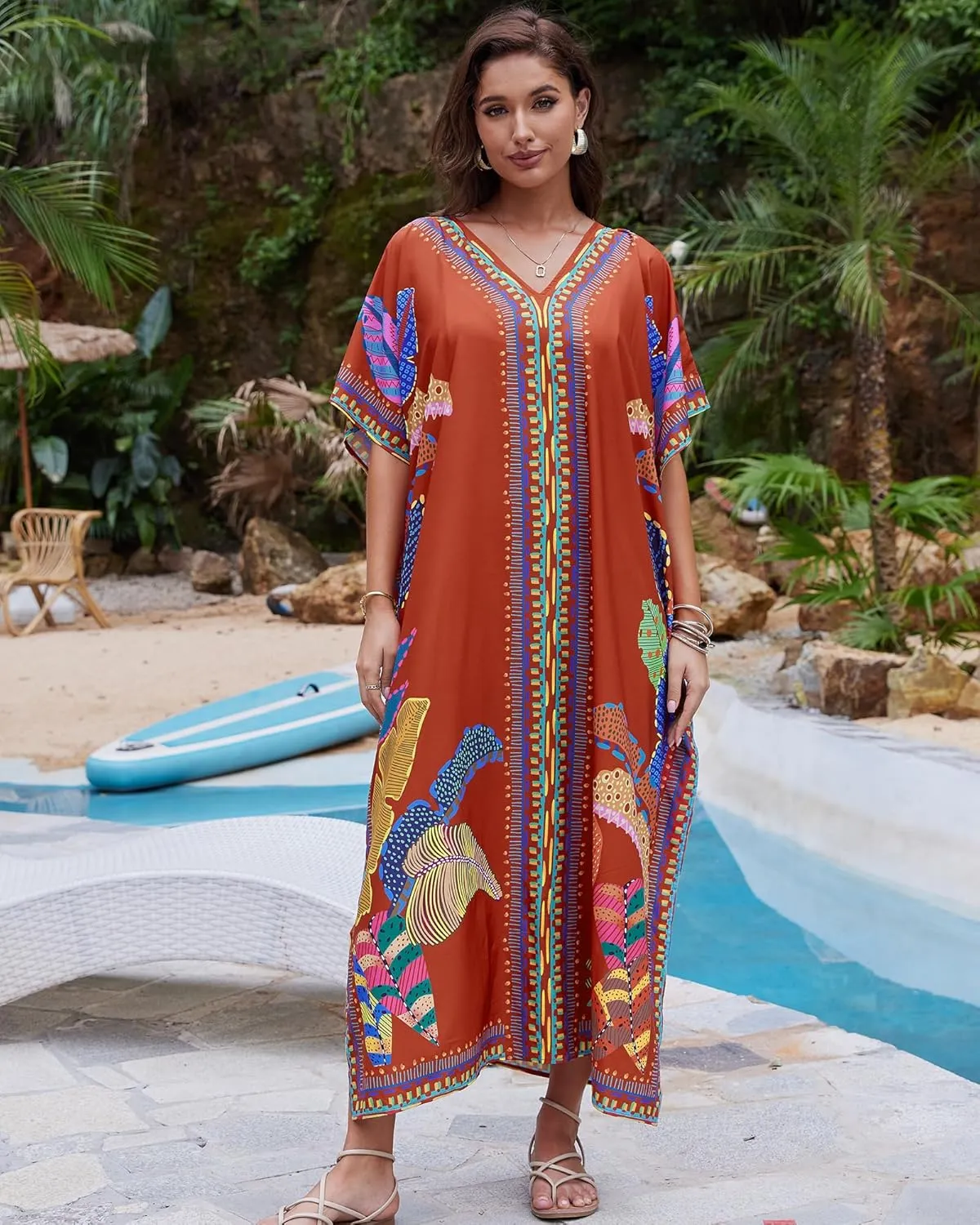 Bsubseach Kaftan Cover Ups for Swimwear Women Plus Size Caftan Dress Beach Coverup Summer Loungewear