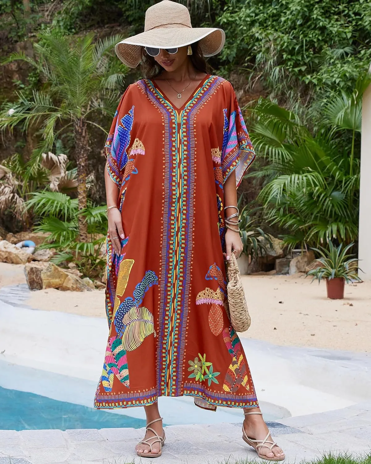 Bsubseach Kaftan Cover Ups for Swimwear Women Plus Size Caftan Dress Beach Coverup Summer Loungewear
