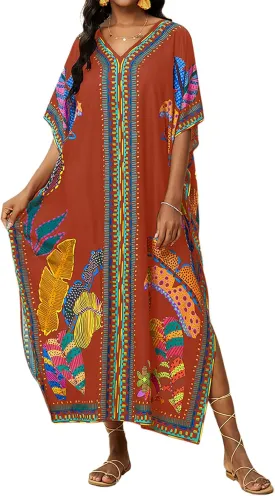 Bsubseach Kaftan Cover Ups for Swimwear Women Plus Size Caftan Dress Beach Coverup Summer Loungewear