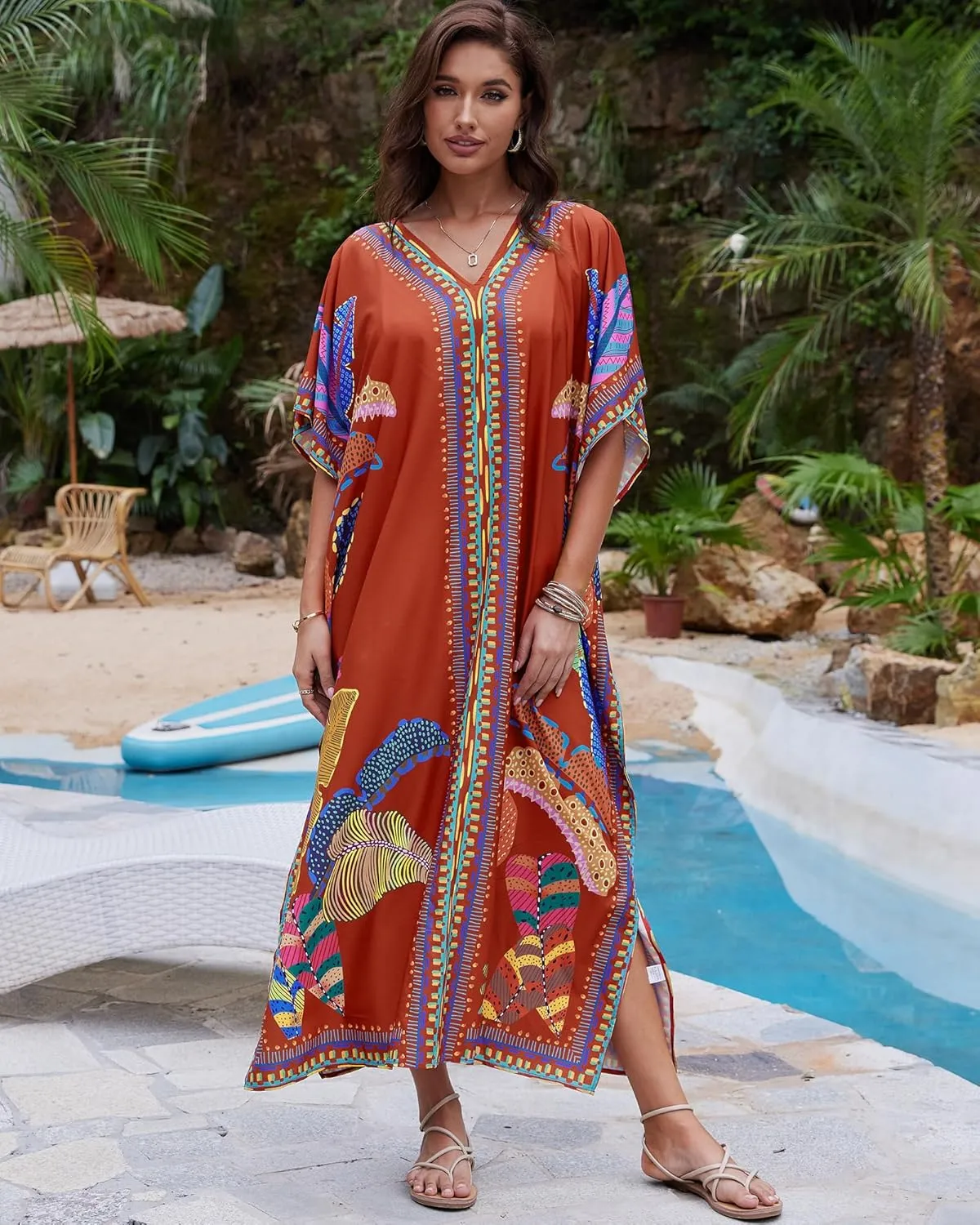 Bsubseach Kaftan Cover Ups for Swimwear Women Plus Size Caftan Dress Beach Coverup Summer Loungewear