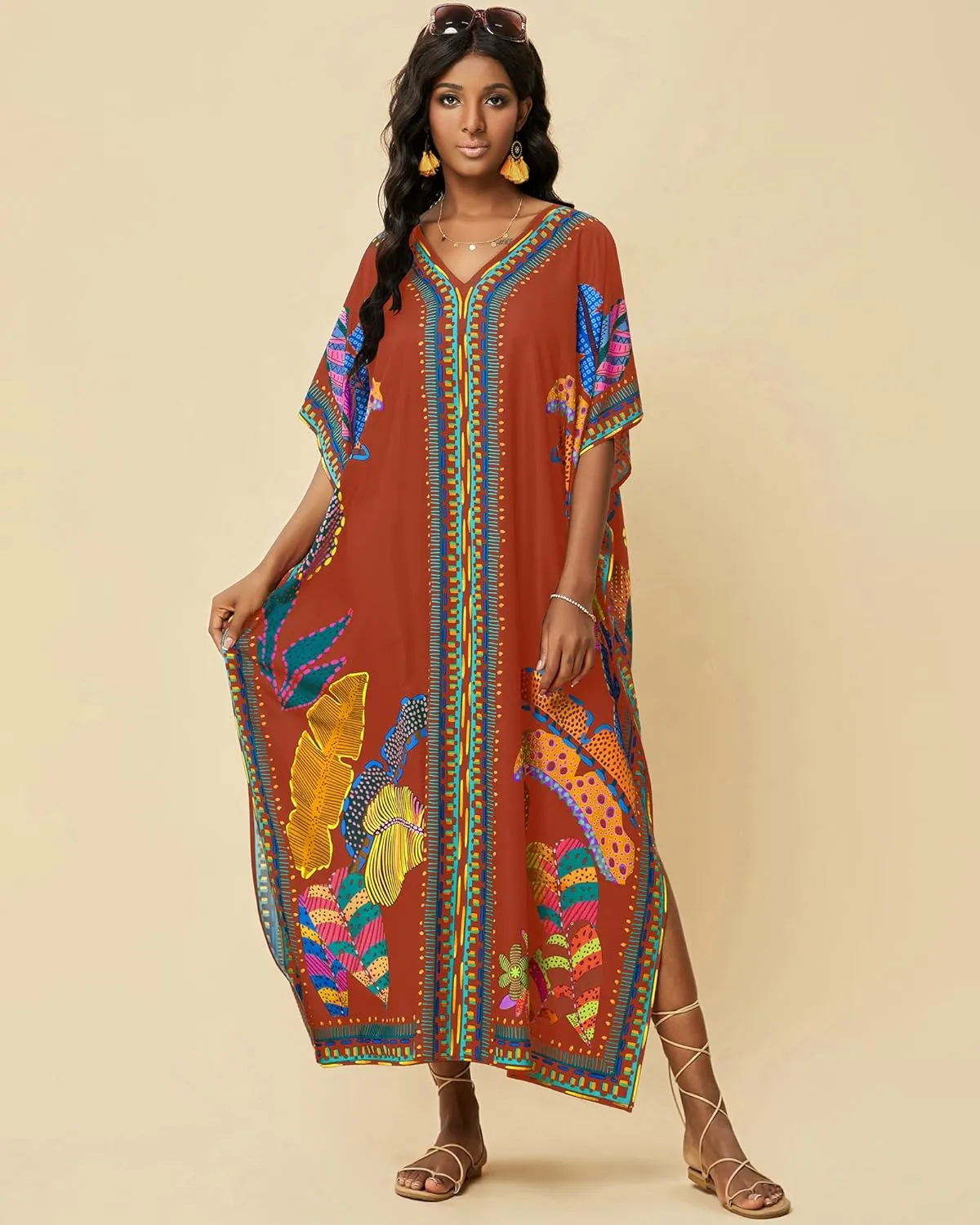 Bsubseach Kaftan Cover Ups for Swimwear Women Plus Size Caftan Dress Beach Coverup Summer Loungewear
