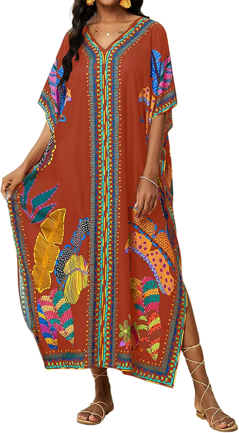 Bsubseach Kaftan Cover Ups for Swimwear Women Plus Size Caftan Dress Beach Coverup Summer Loungewear