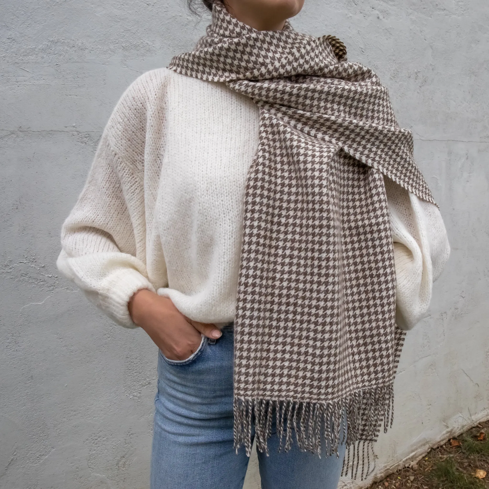 Fluff Plaid Baby Alpaca Shawl