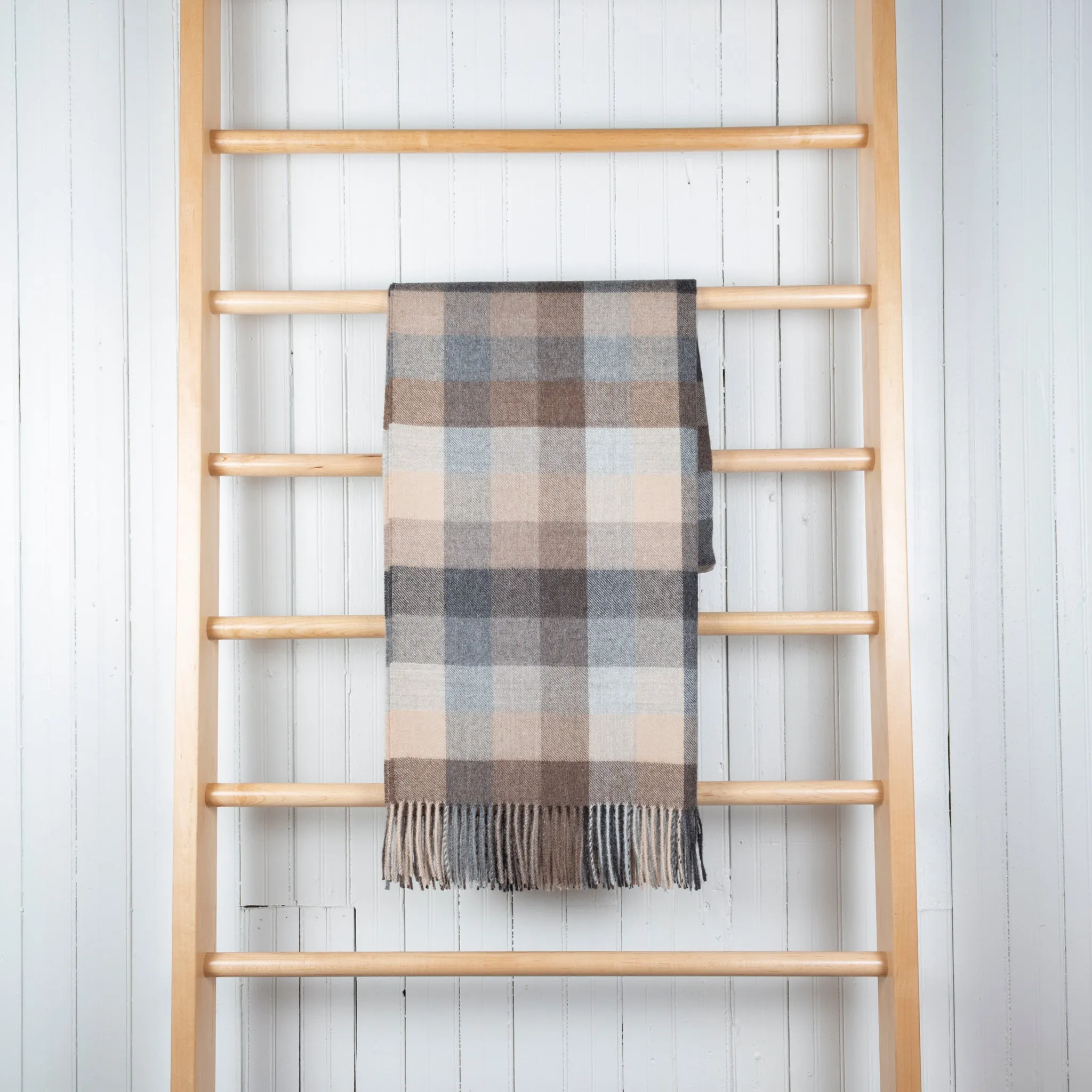 Fluff Plaid Baby Alpaca Shawl