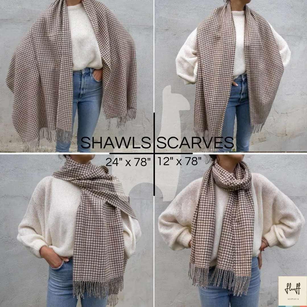 Fluff Plaid Baby Alpaca Shawl