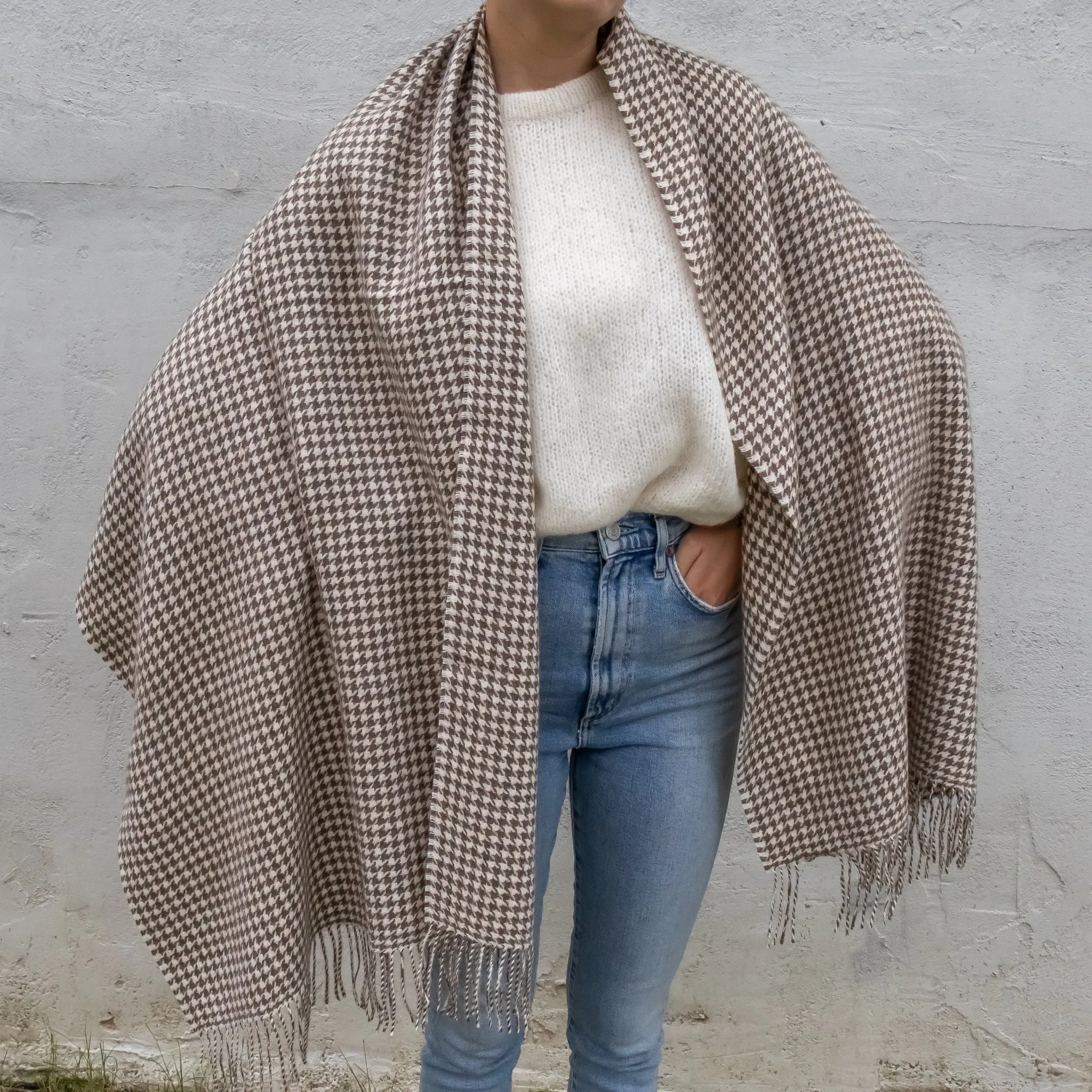Fluff Plaid Baby Alpaca Shawl
