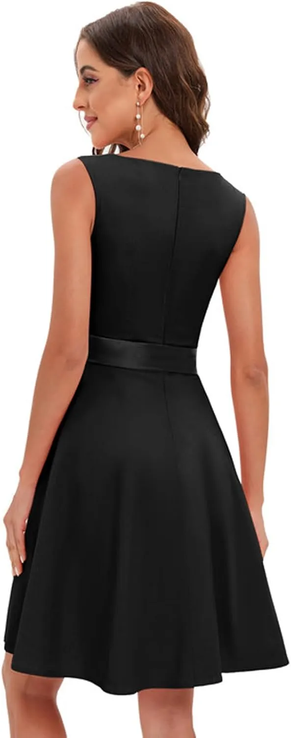Gardenwed Womens Sleeveless Vintage Cocktail 1950s Retro Rockabilly Audrey Hepburn Tea Party Swing Dress
