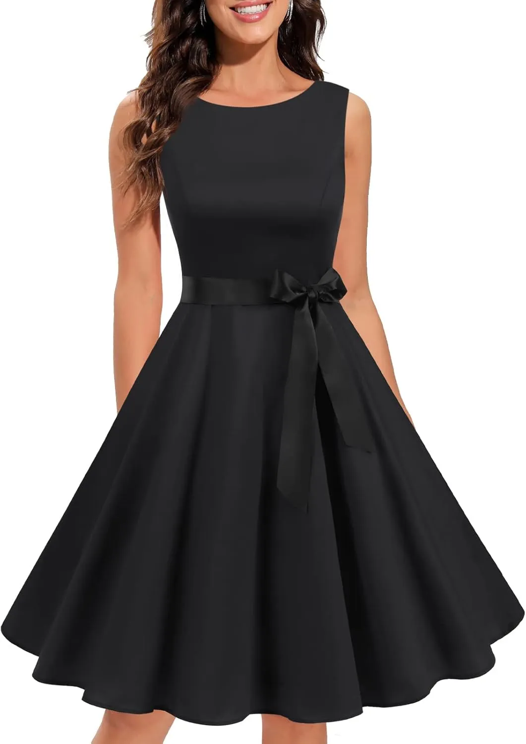 Gardenwed Womens Sleeveless Vintage Cocktail 1950s Retro Rockabilly Audrey Hepburn Tea Party Swing Dress