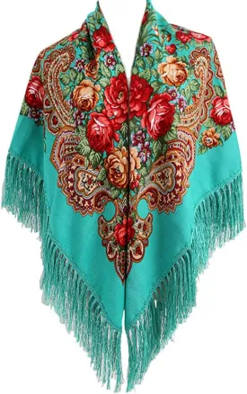 Gudessly Women's Traditional Scarf Wrap Tassel Shawl Fringes Neck Head Shawl Retro Scarf Floral Poncho