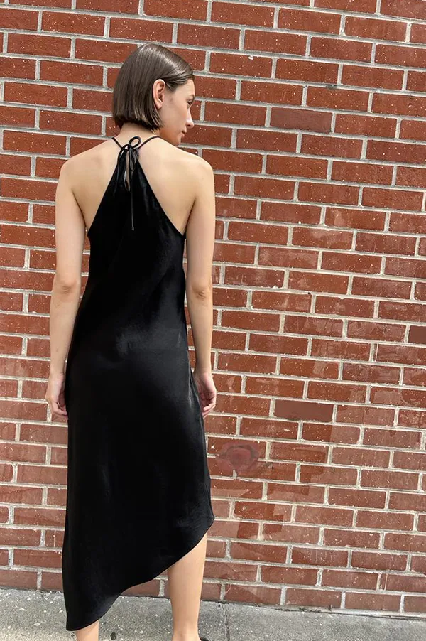 Halter Bias Dress in Black