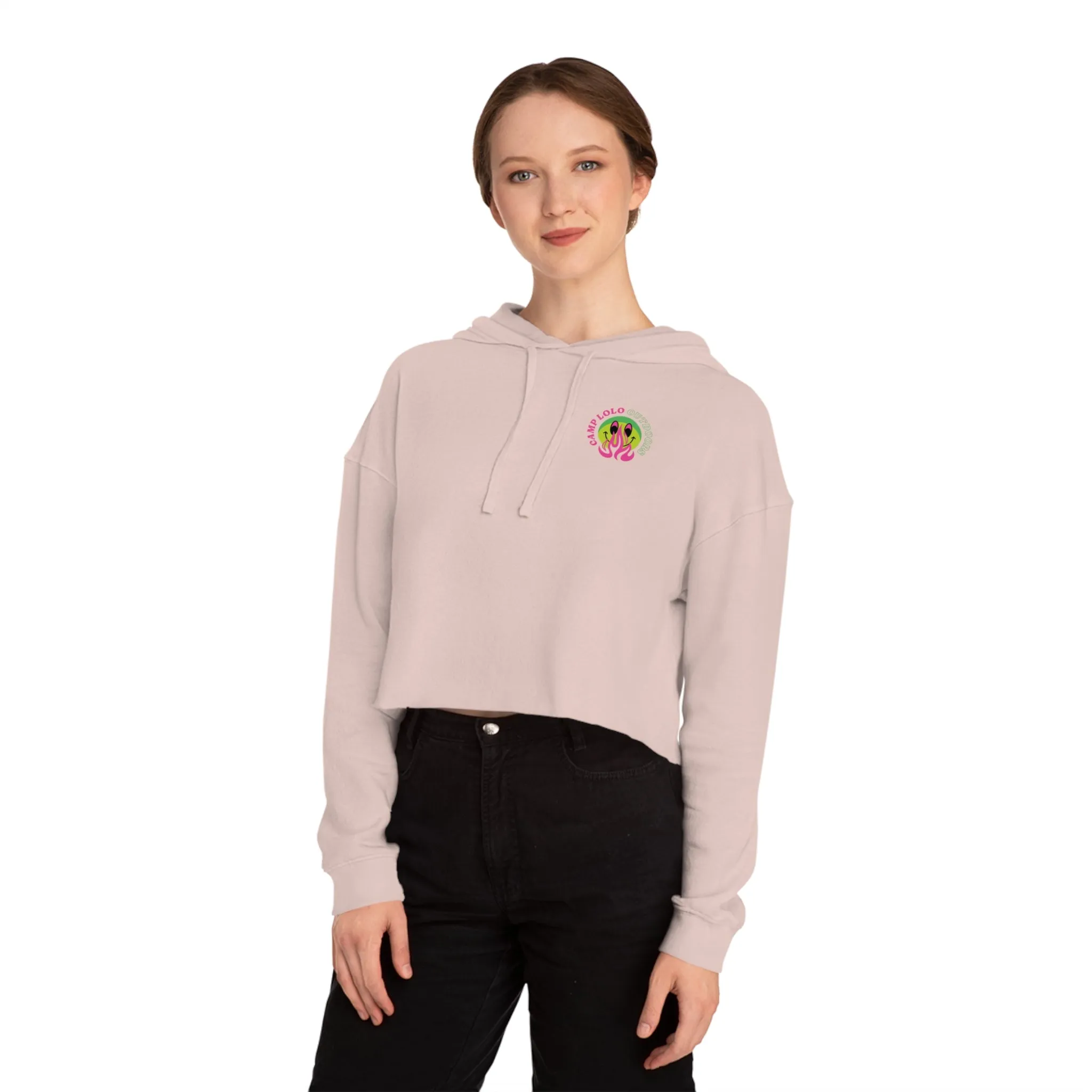 Happy Camper Women’s Cropped Hooded Sweatshirt