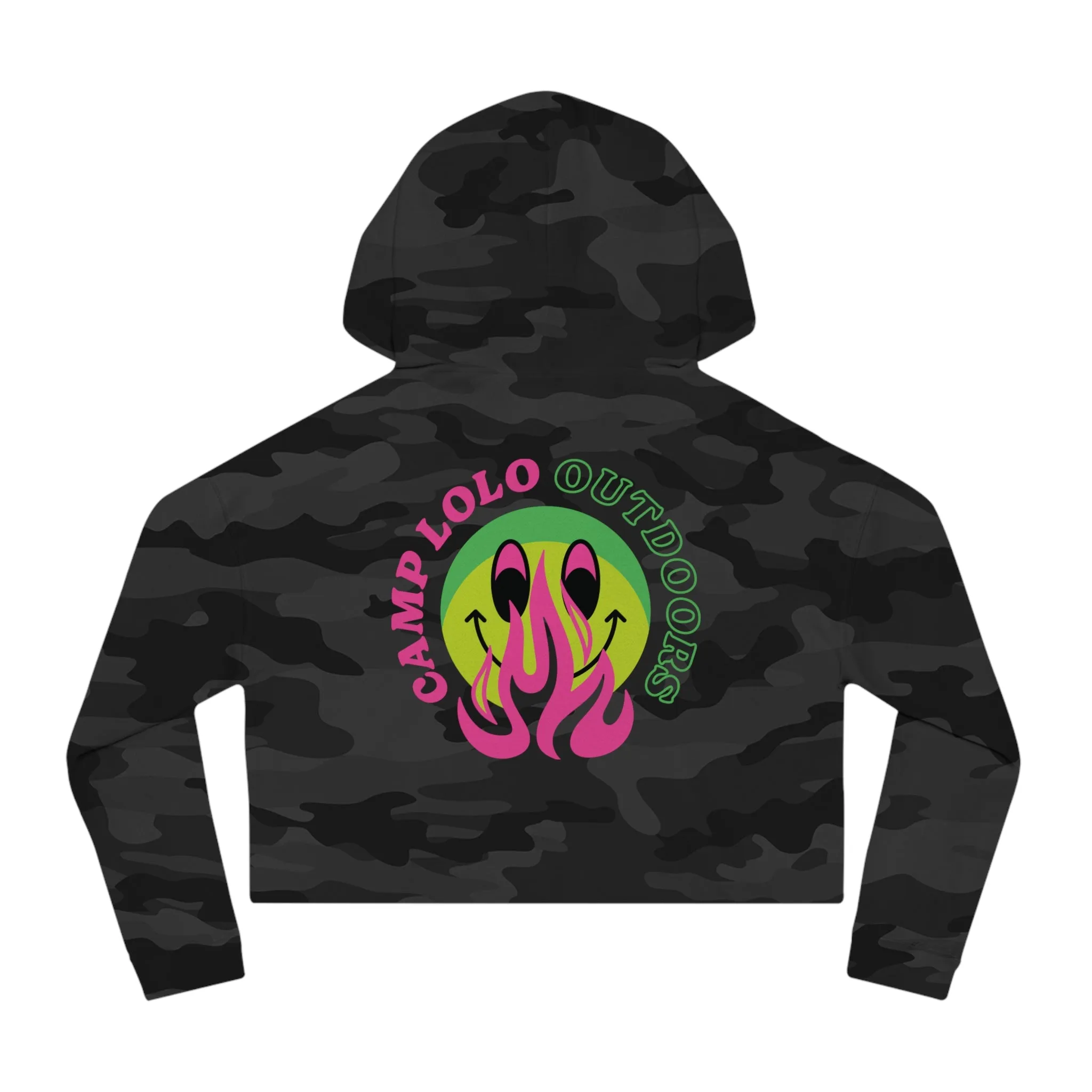 Happy Camper Women’s Cropped Hooded Sweatshirt