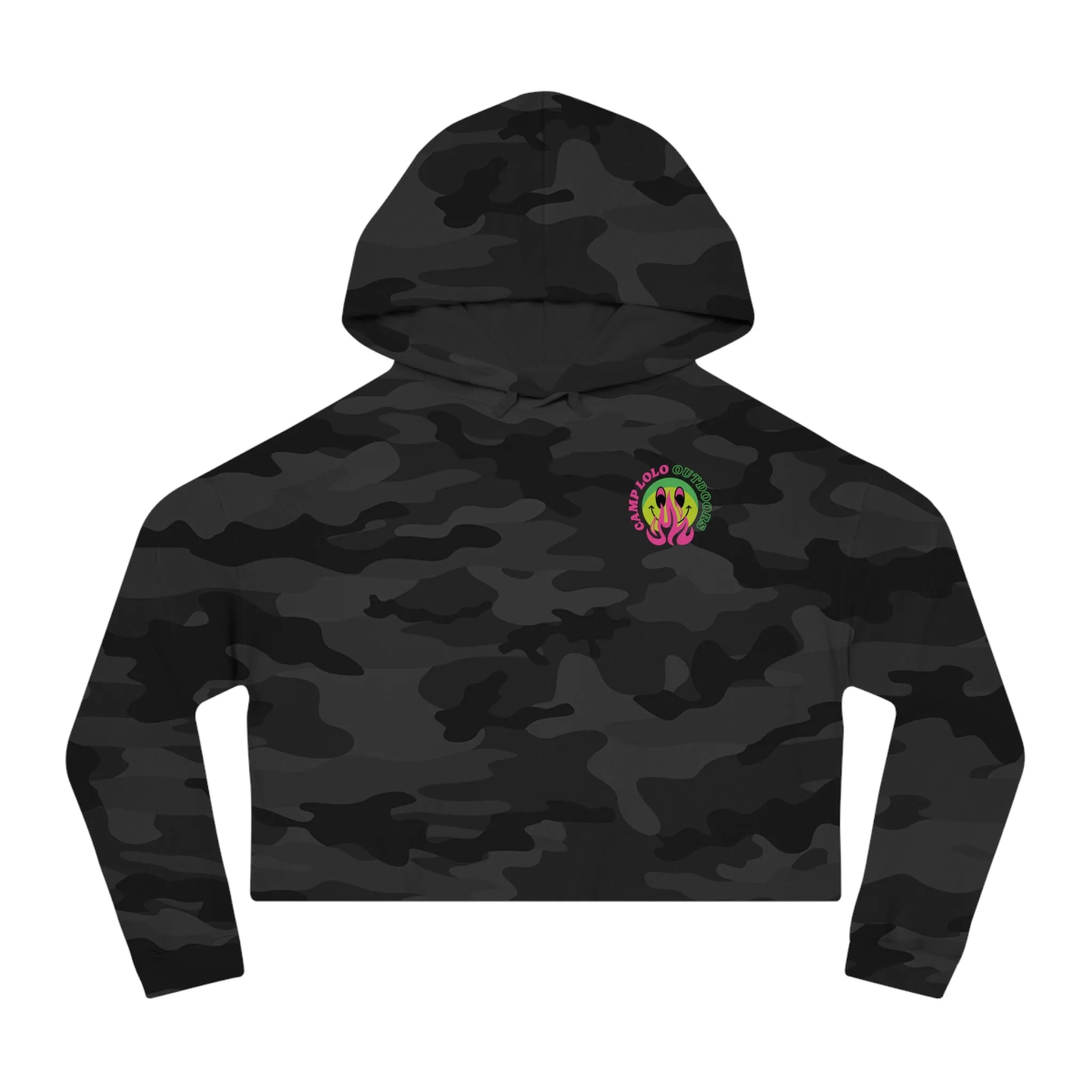 Happy Camper Women’s Cropped Hooded Sweatshirt