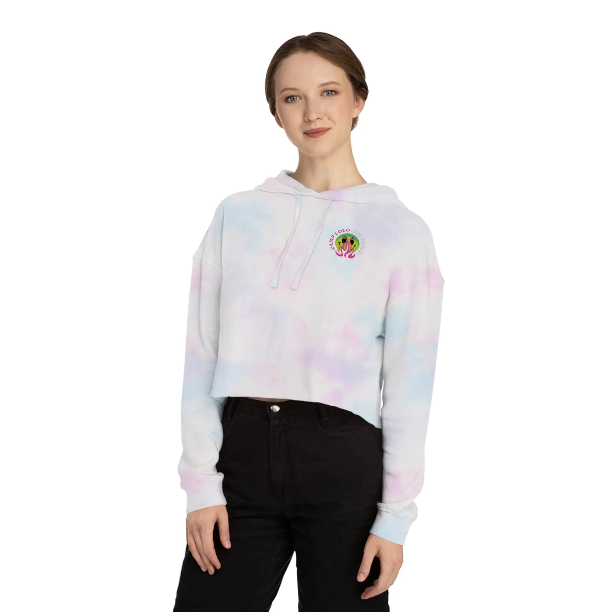 Happy Camper Women’s Cropped Hooded Sweatshirt