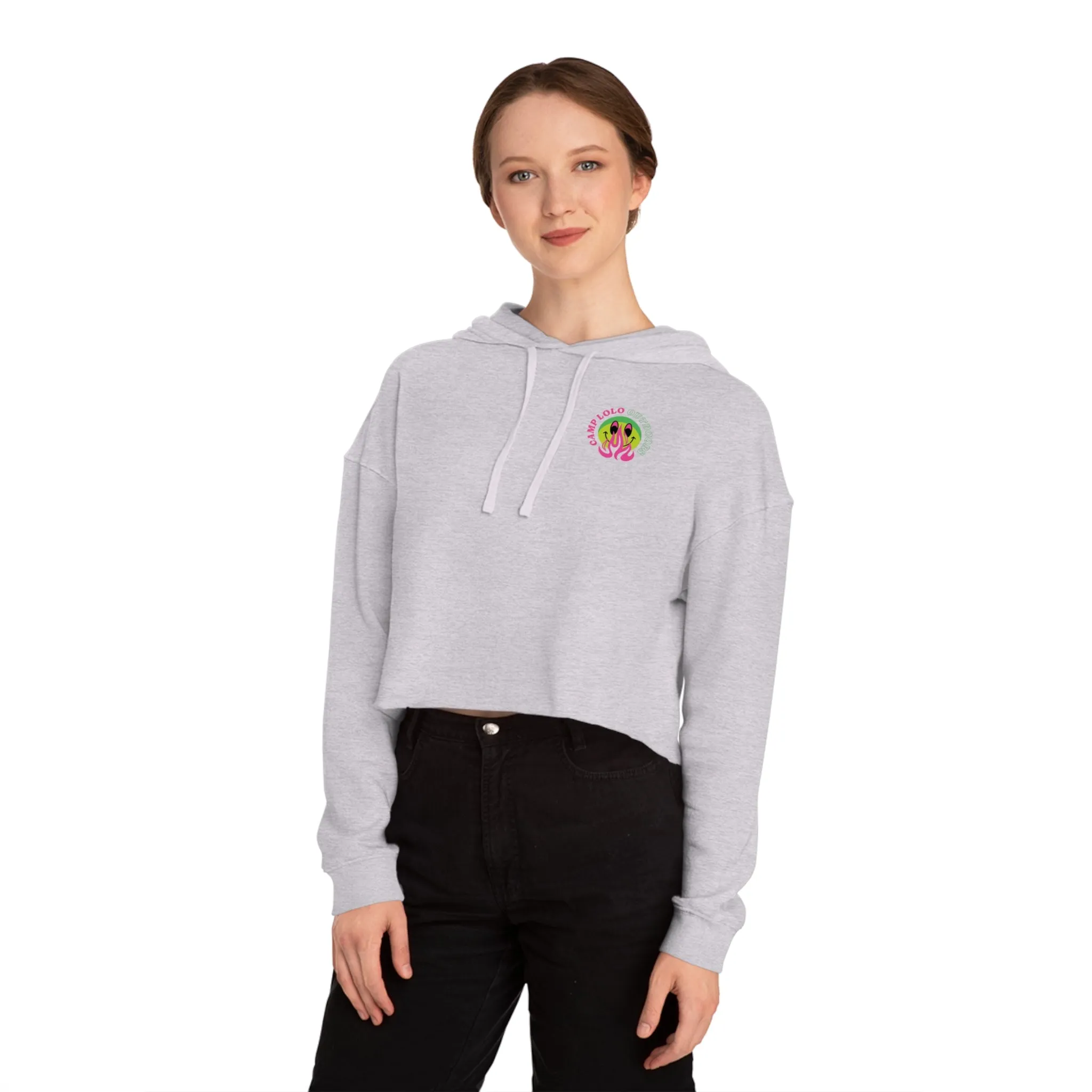Happy Camper Women’s Cropped Hooded Sweatshirt