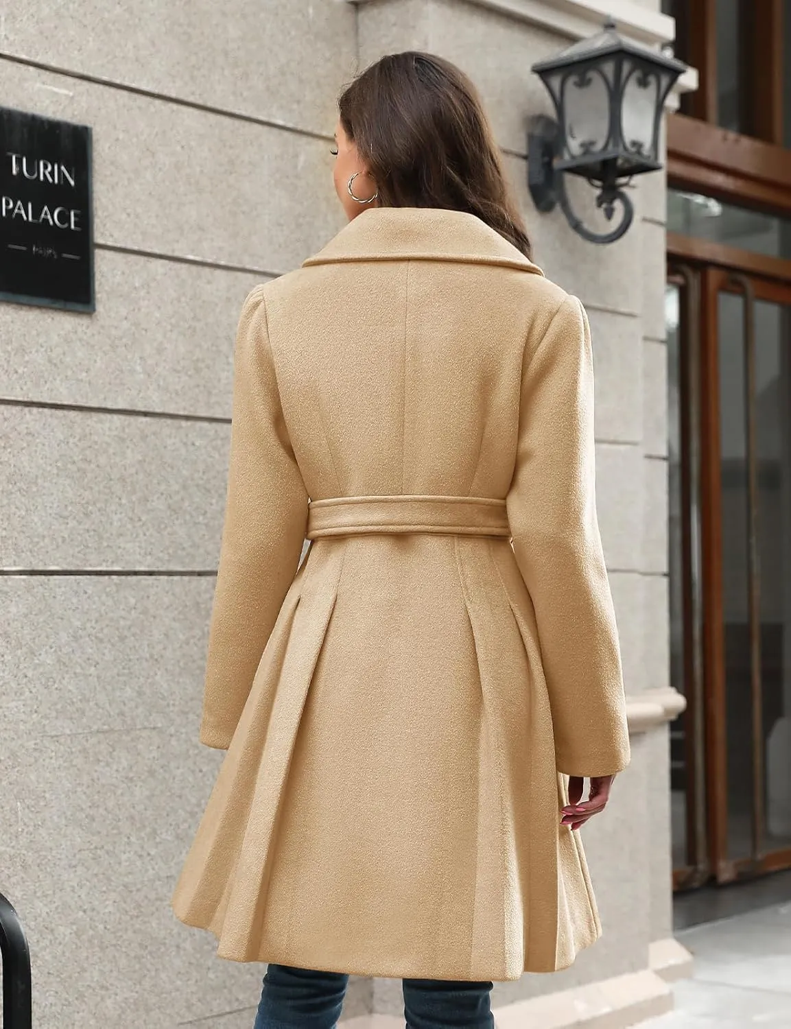 HEEKPEK Women??s Wool Blend Trench Coat Slim Double Breasted Notch Lapel Pea Coat Thick A Line Jacket with Pockets(S-XXL)