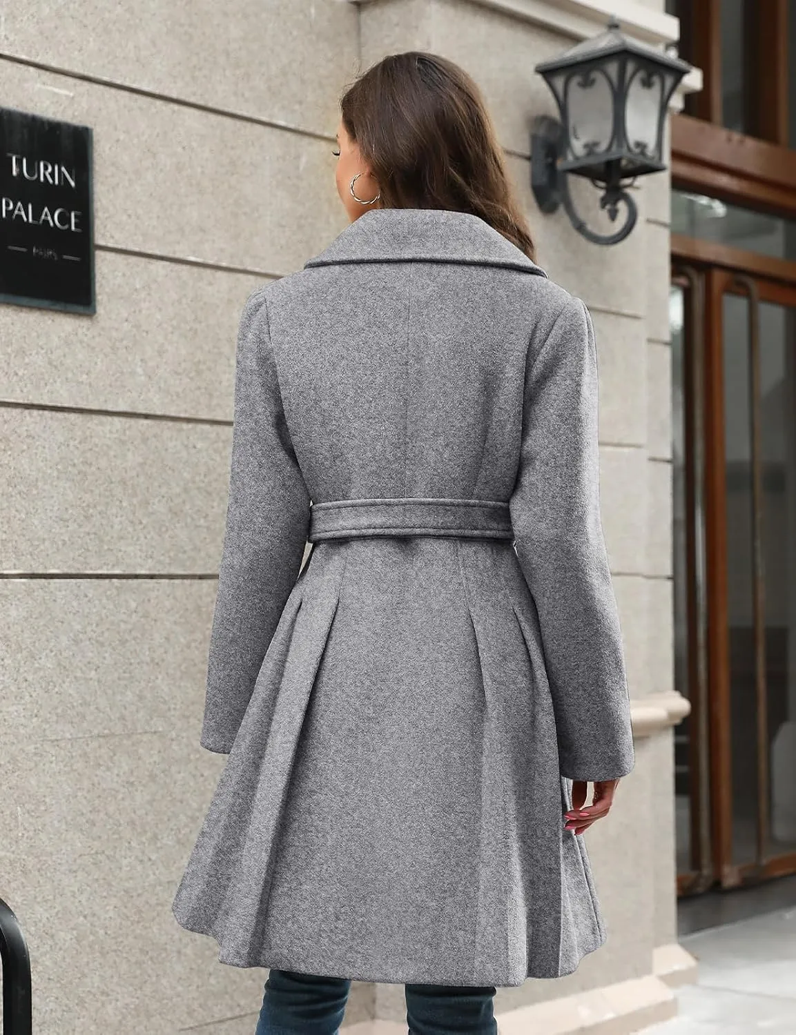 HEEKPEK Women??s Wool Blend Trench Coat Slim Double Breasted Notch Lapel Pea Coat Thick A Line Jacket with Pockets(S-XXL)