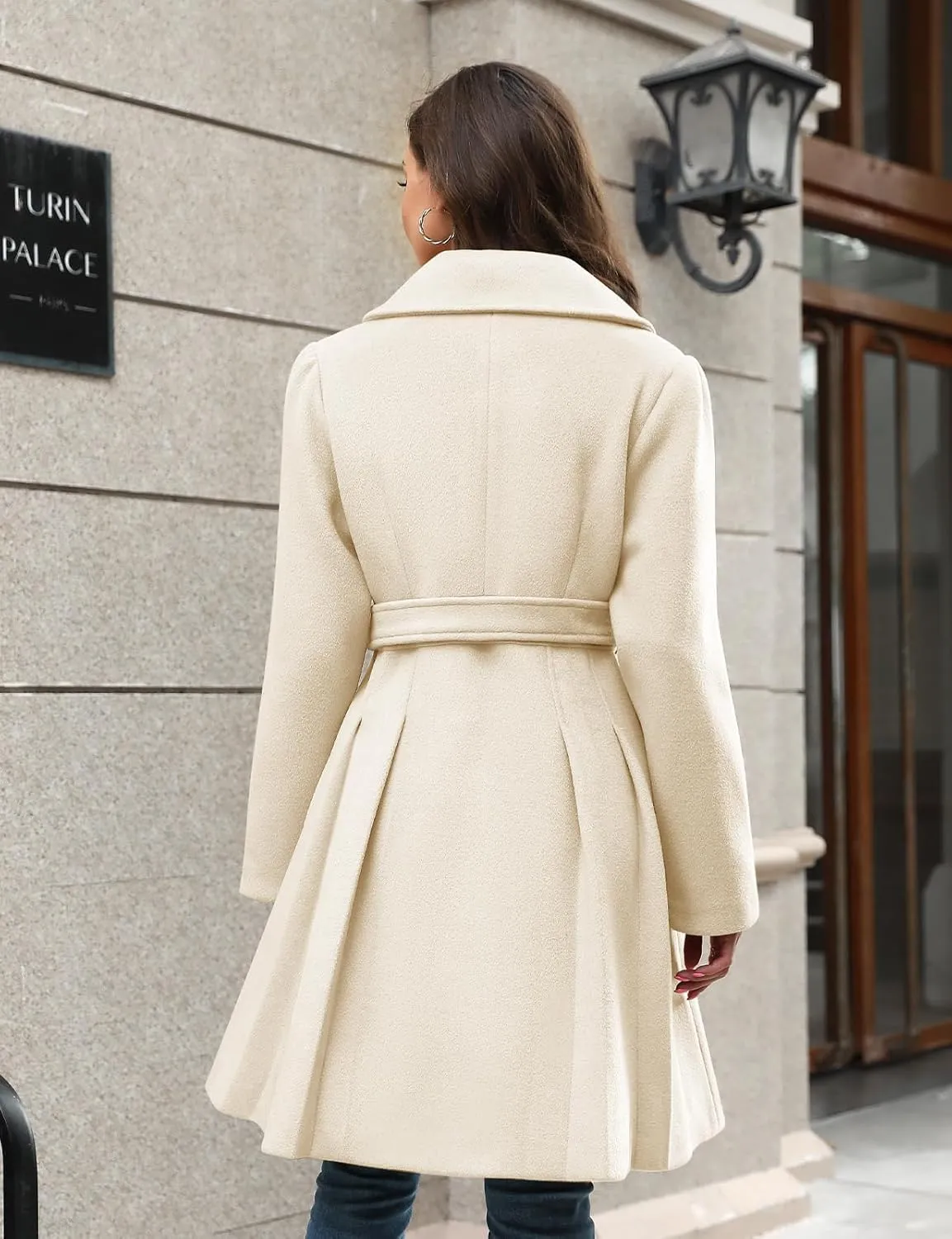 HEEKPEK Women??s Wool Blend Trench Coat Slim Double Breasted Notch Lapel Pea Coat Thick A Line Jacket with Pockets(S-XXL)