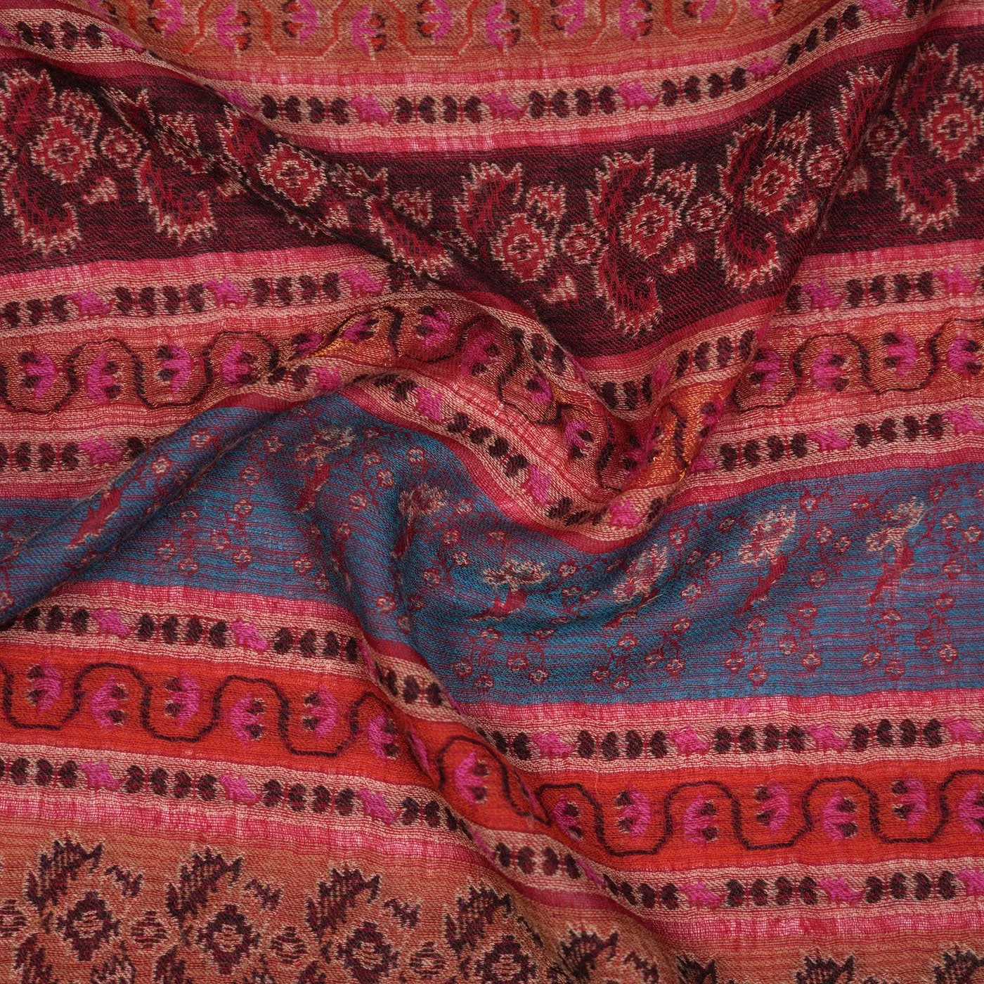 Ikat Floral Stripe Woolen Stole