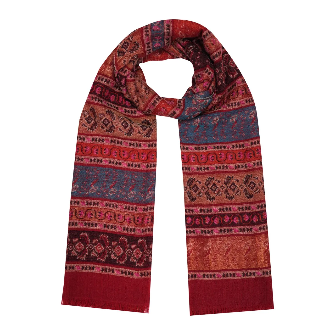 Ikat Floral Stripe Woolen Stole