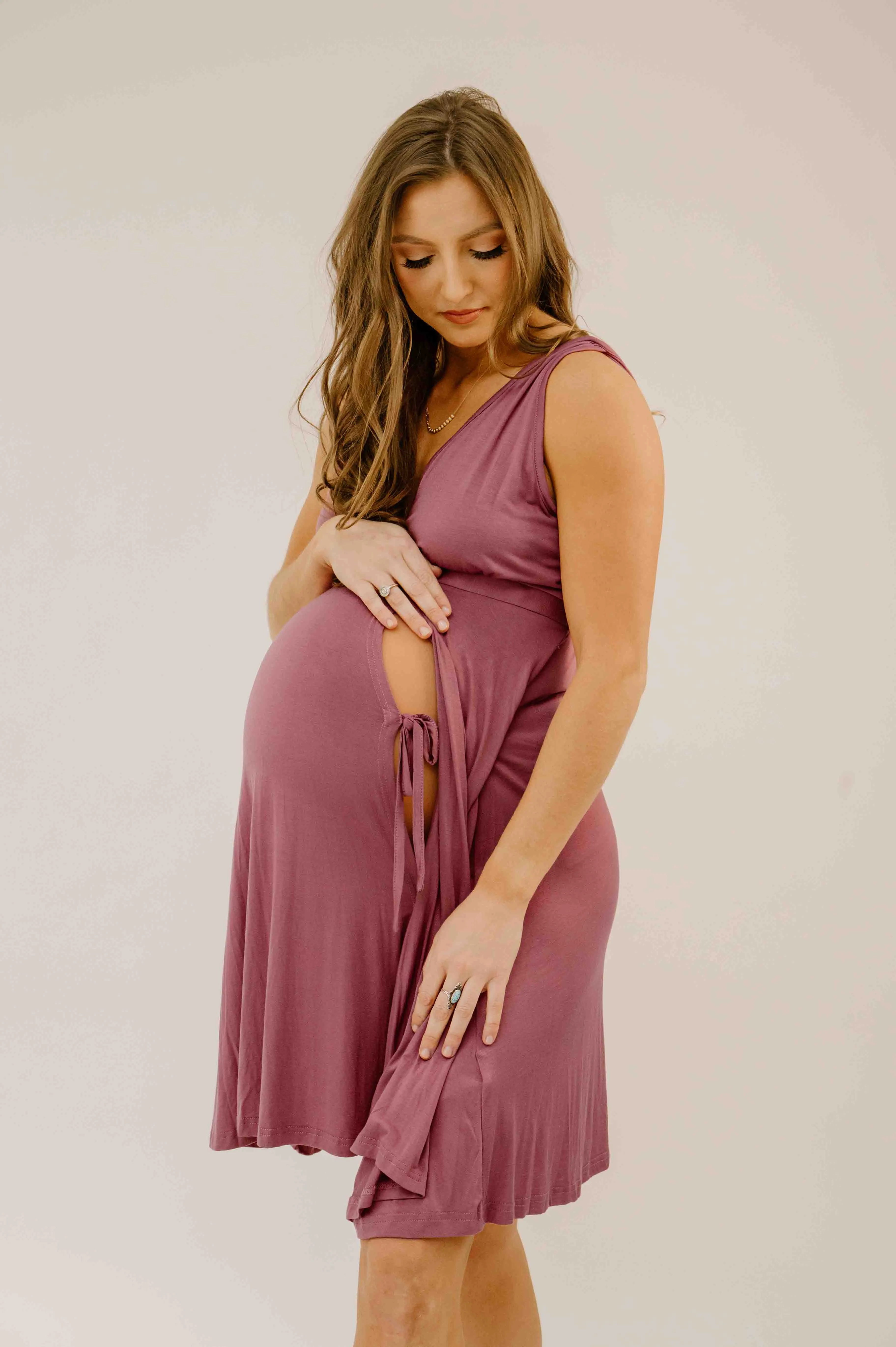 Juliet Labor & Postpartum Gown in  Dusty Rose