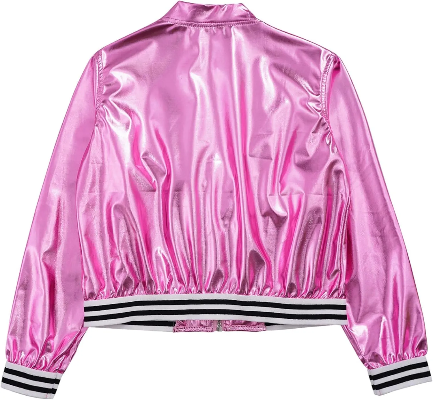Kids Girls Holographic Halloween Party Shiny Lightweight Zipper Blazer Metallic Bomber Jacket