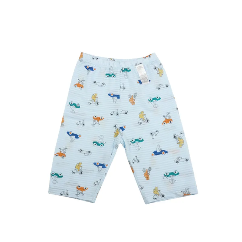 Kids Summer Short Shirt Cotton Cool Mesh Pajamas Set - Car Racing