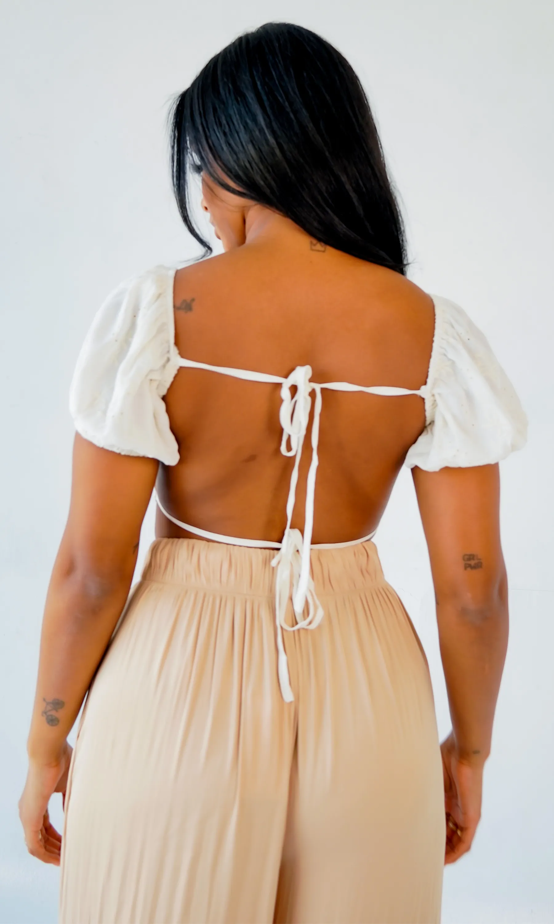 Lorelei | Open Back Embroidered Top - White FINAL SALE