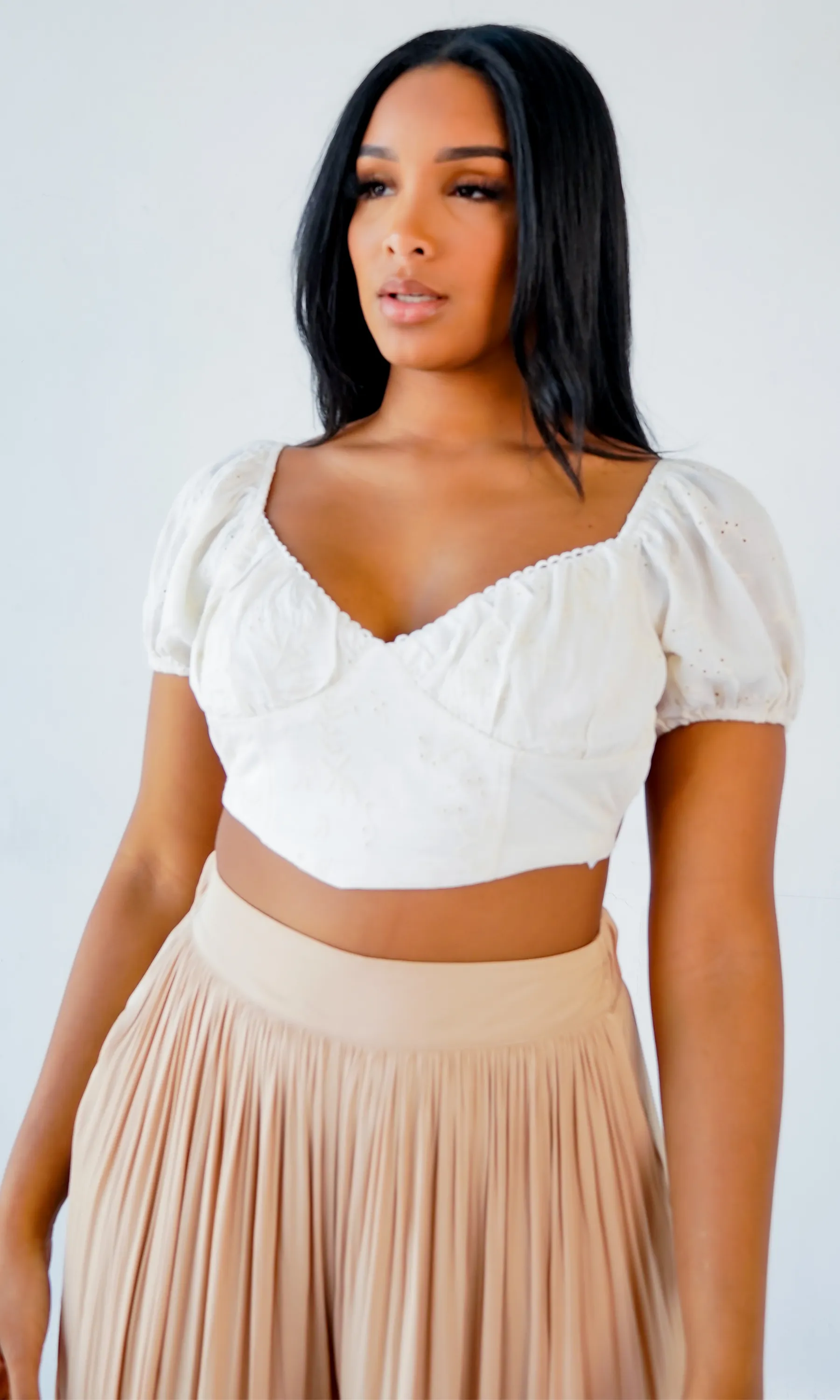 Lorelei | Open Back Embroidered Top - White FINAL SALE
