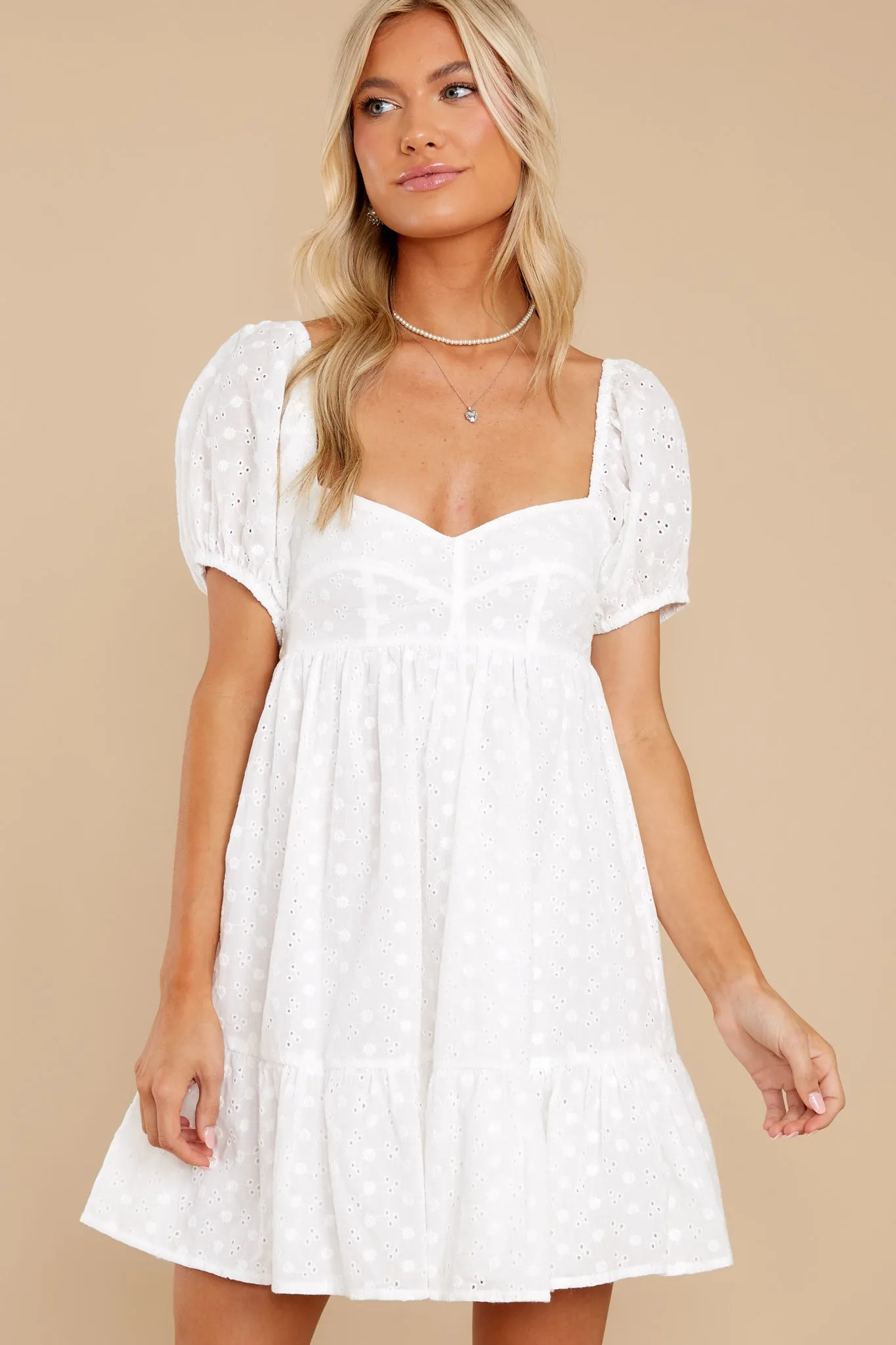 Lovely Radiance White Eyelet Cotton Dress