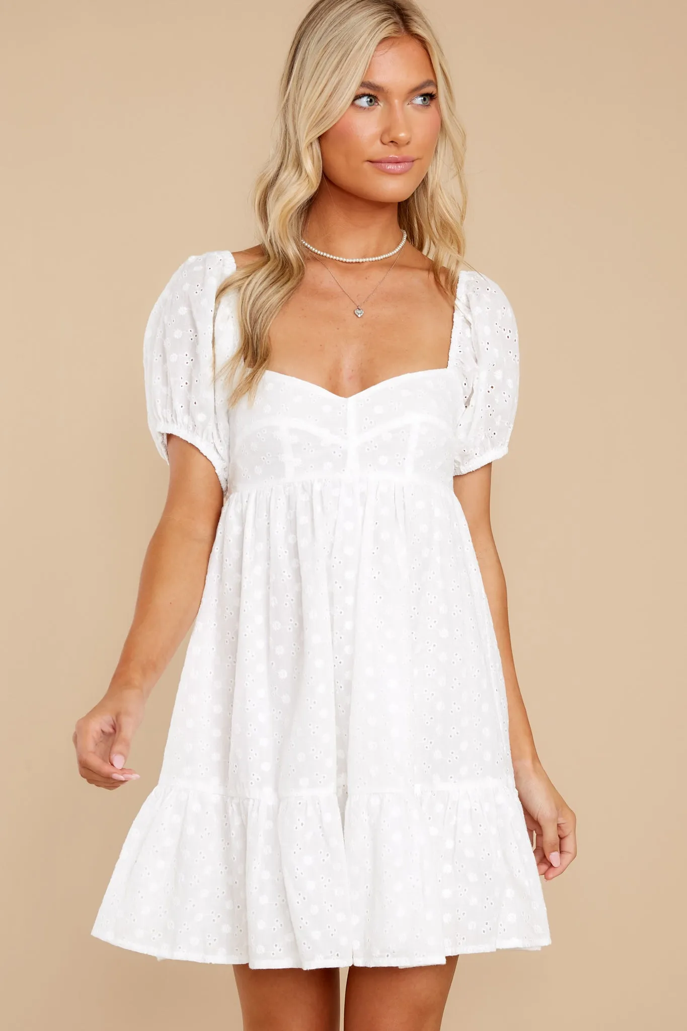 Lovely Radiance White Eyelet Cotton Dress