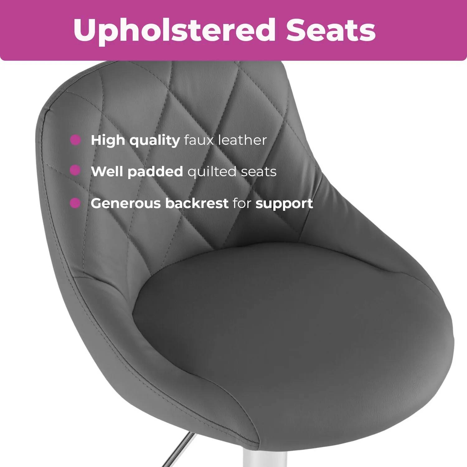 Madrid Dark Grey Leather Bar Stool
