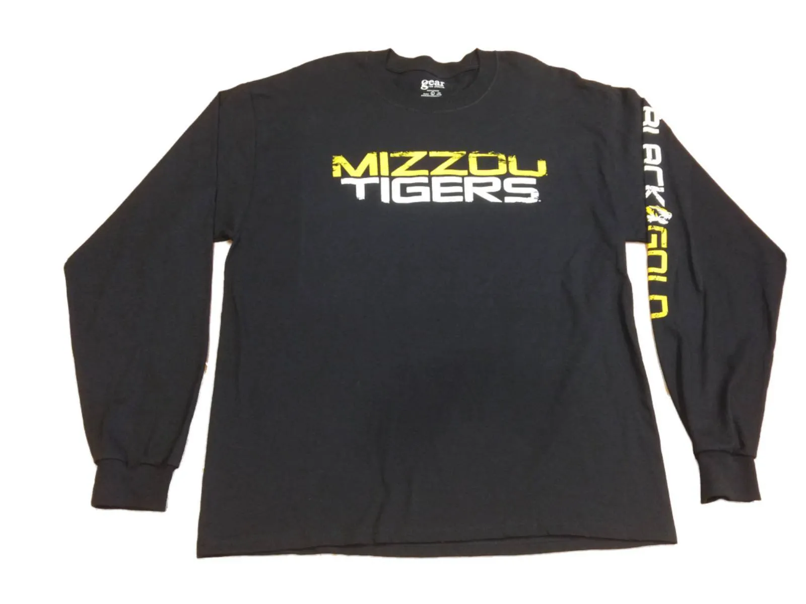 Missouri Tigers Gear for Sports Black "Black & Gold" LS Crew Neck T-Shirt (L)