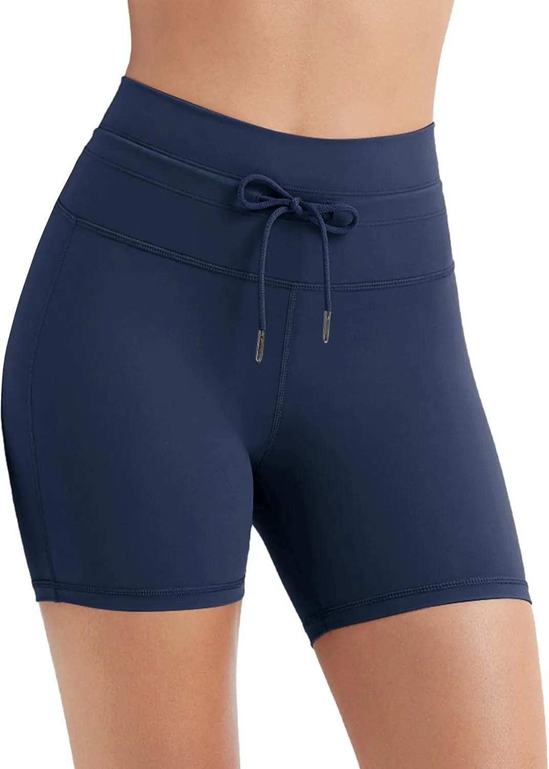 ODODOS Women's Drawstring Tie Daily Shorts 5" Inseam High Waist Workout Yoga Biker Shorts