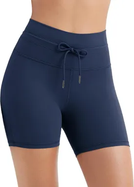 ODODOS Women's Drawstring Tie Daily Shorts 5" Inseam High Waist Workout Yoga Biker Shorts