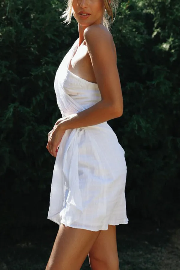 One Shoulder Asymmetry Mini Dress