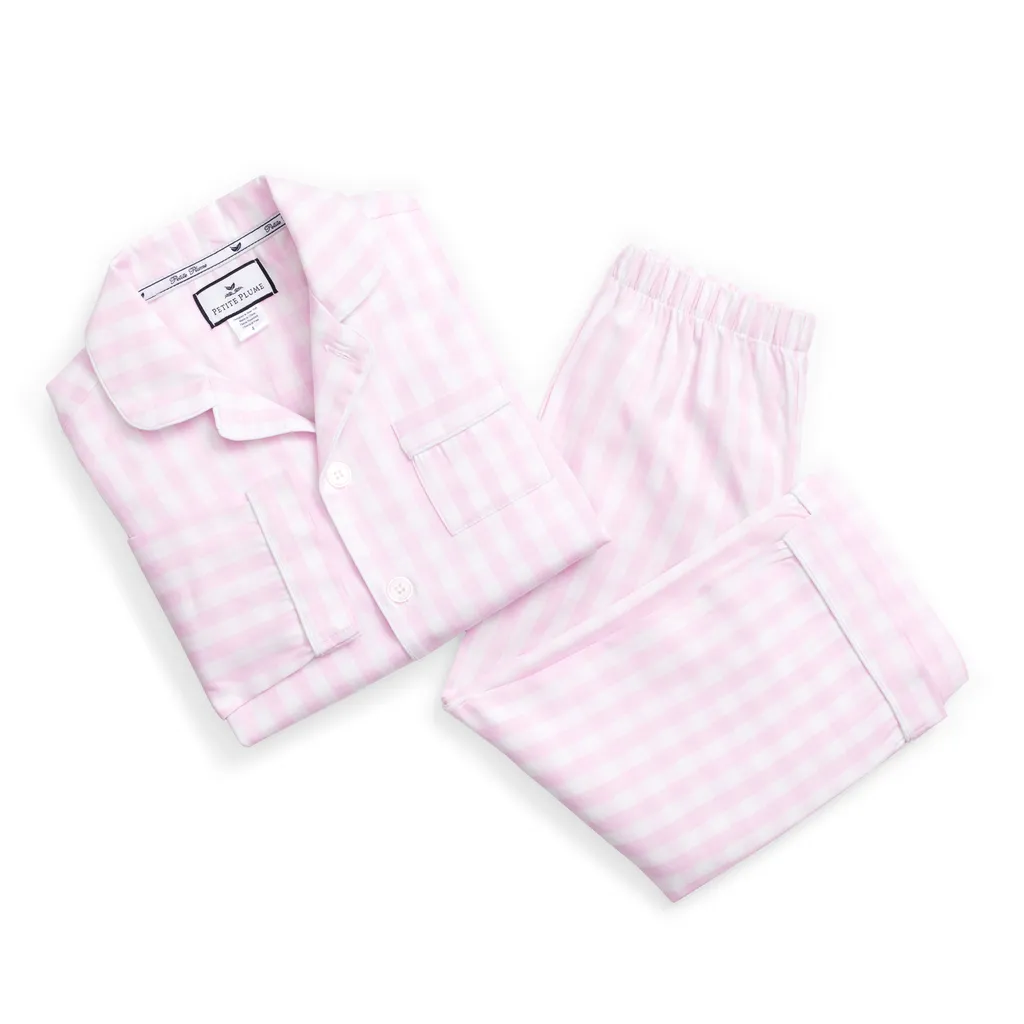 Petite Plume Pink Gingham Long Pajama Set
