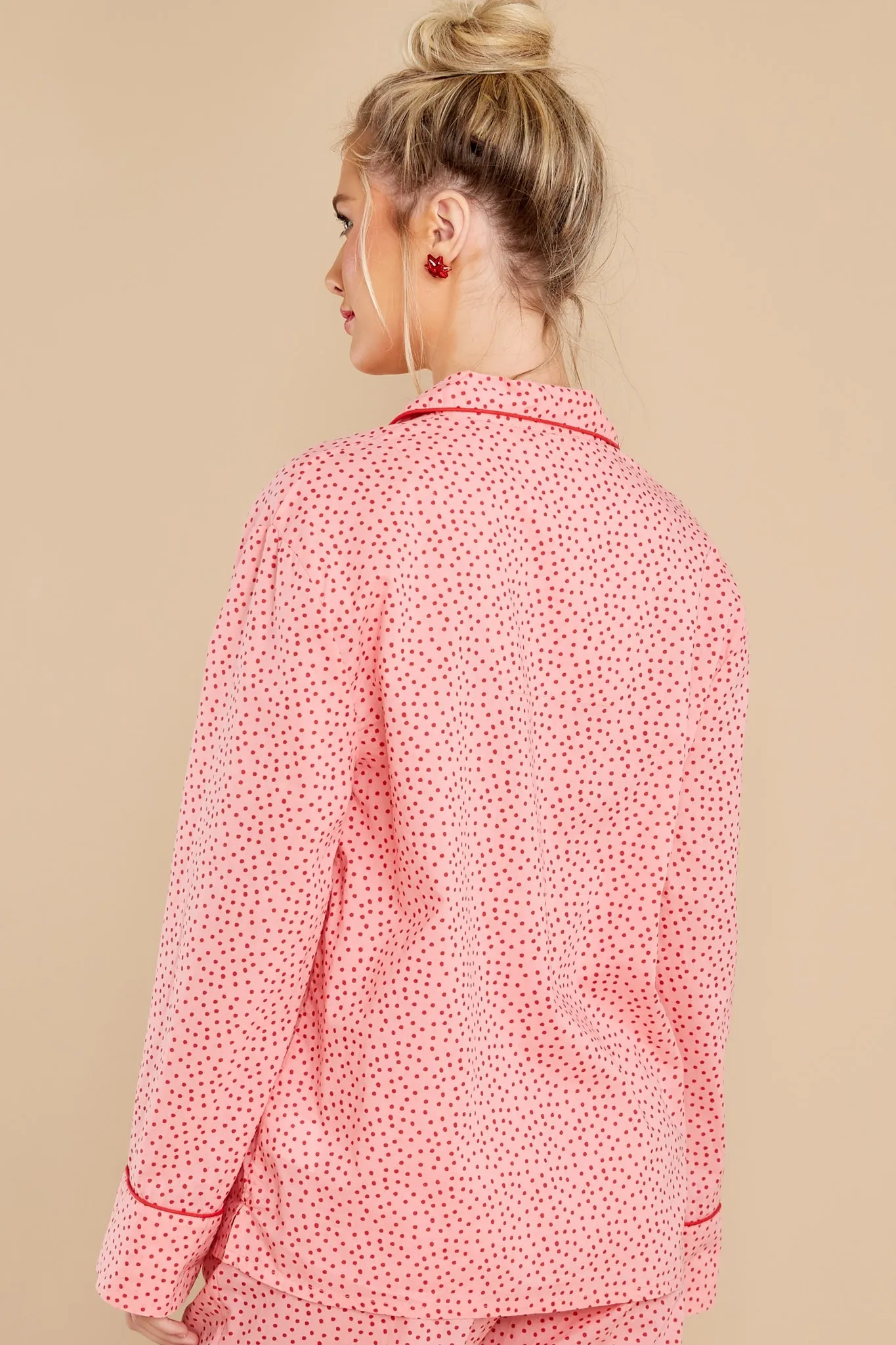 Pressing Snooze Pink Print Pajama Set