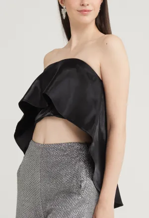 Satin Drop Hem Strapless Top