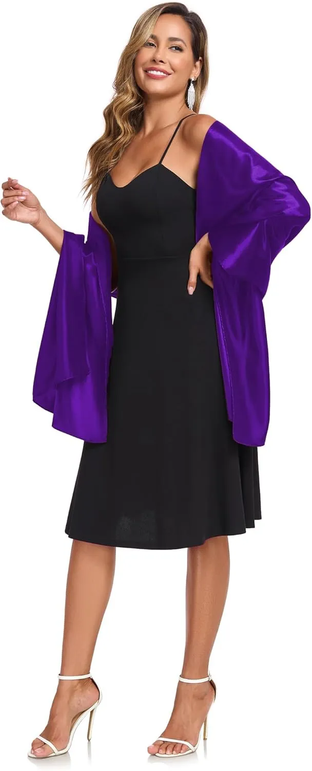 Shawls and Wraps for Evening Dresses Satin Women Long Scarf Wedding Guest Shawl